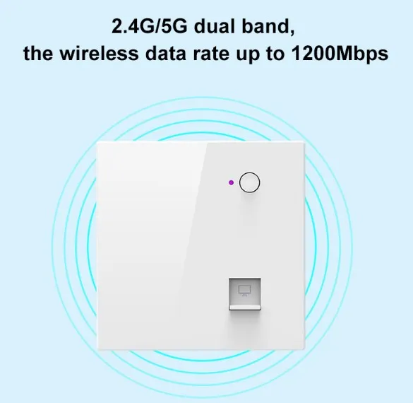 11AC 1200Mbps Wall WiFi Access Point with Qualcomm Chipset for Hotel/School/Home, Dual Band