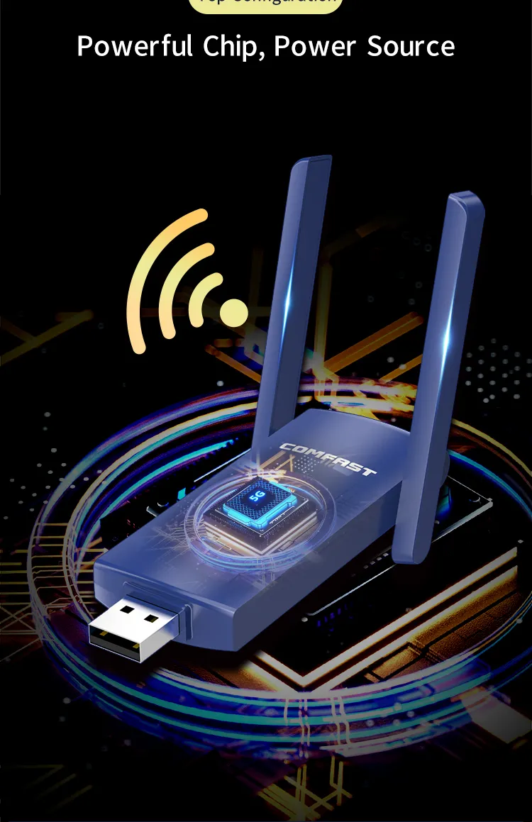 1200Mbps Comfast CF-927bf Support OEM WiFi 802.11 B/G/N/AC Bt Dongle Wireless USB WiFi Adapter