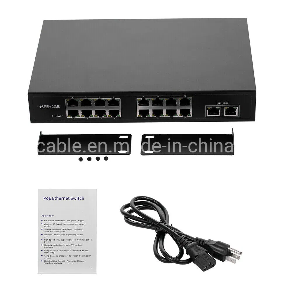 16port Poe Switch with 2 Gigabit Uplink Port 1000Mbps for IP Camera Wireless