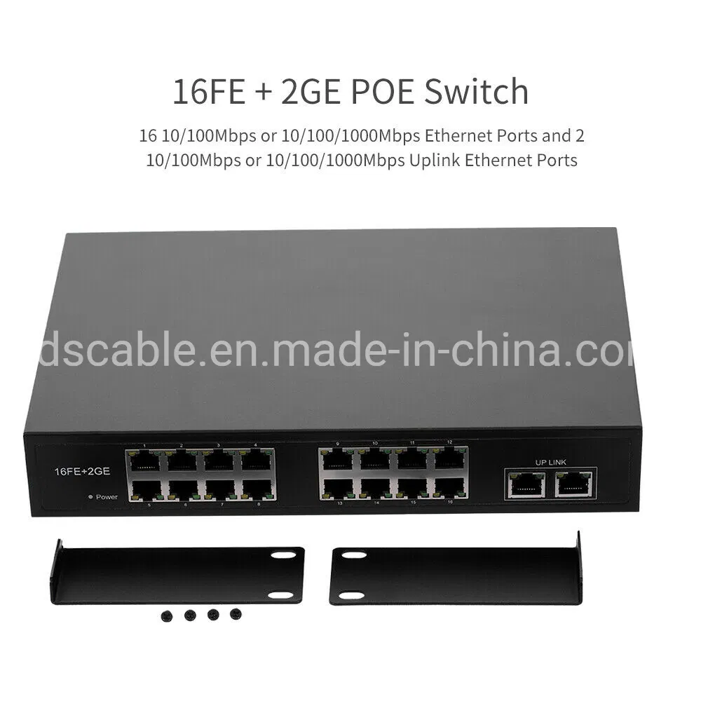16port Poe Switch with 2 Gigabit Uplink Port 1000Mbps for IP Camera Wireless