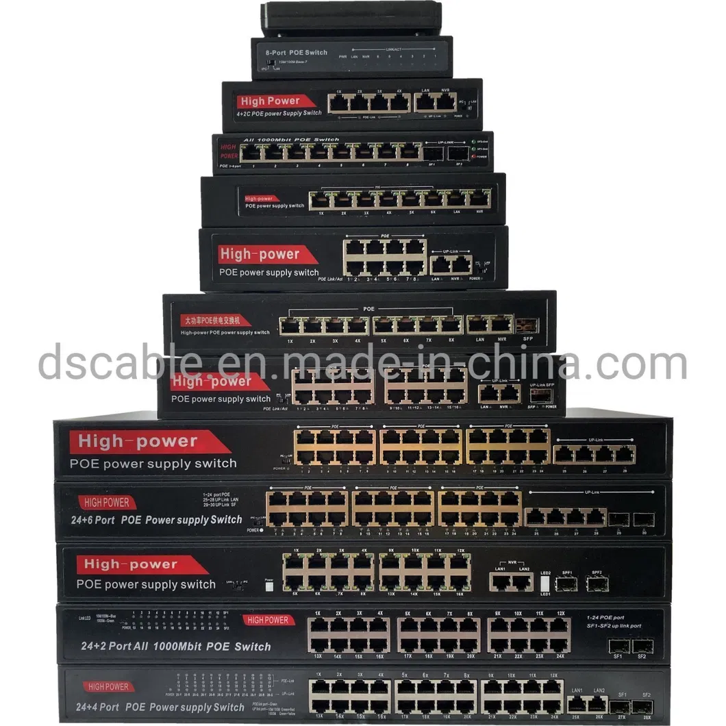 24 Port Unmanaged Poe Fast Ethernet CCTV Network Switch Built-in 450W Power Supply