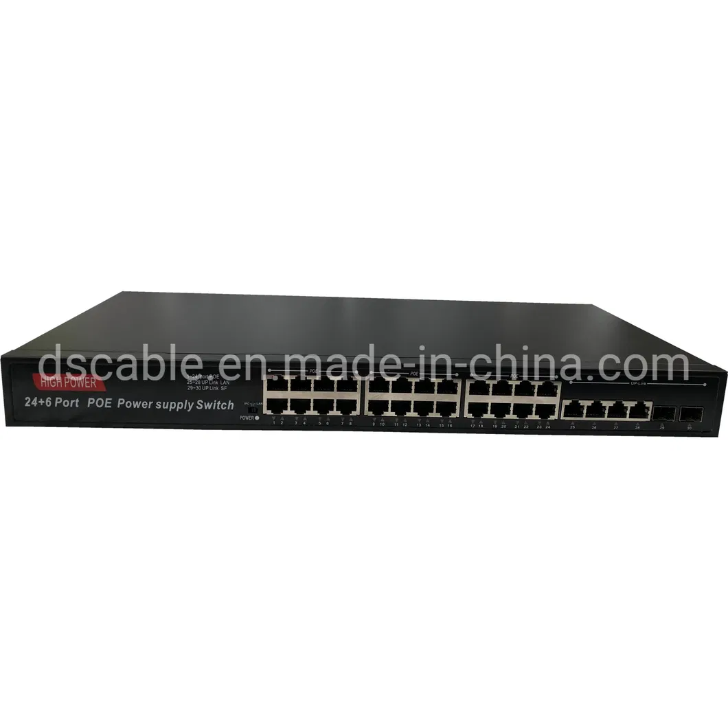 24 Port Unmanaged Poe Fast Ethernet CCTV Network Switch Built-in 450W Power Supply