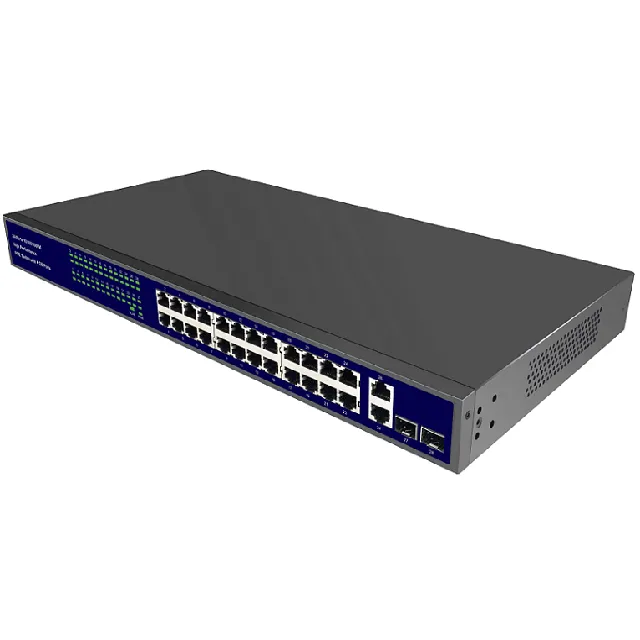 24 Ports Fiber Poe Switch with Gigabit Poe Ports, 400W Poe Power CCTV/IP Camera/IP Phone/Wireless Ap, 48V Poe Switch