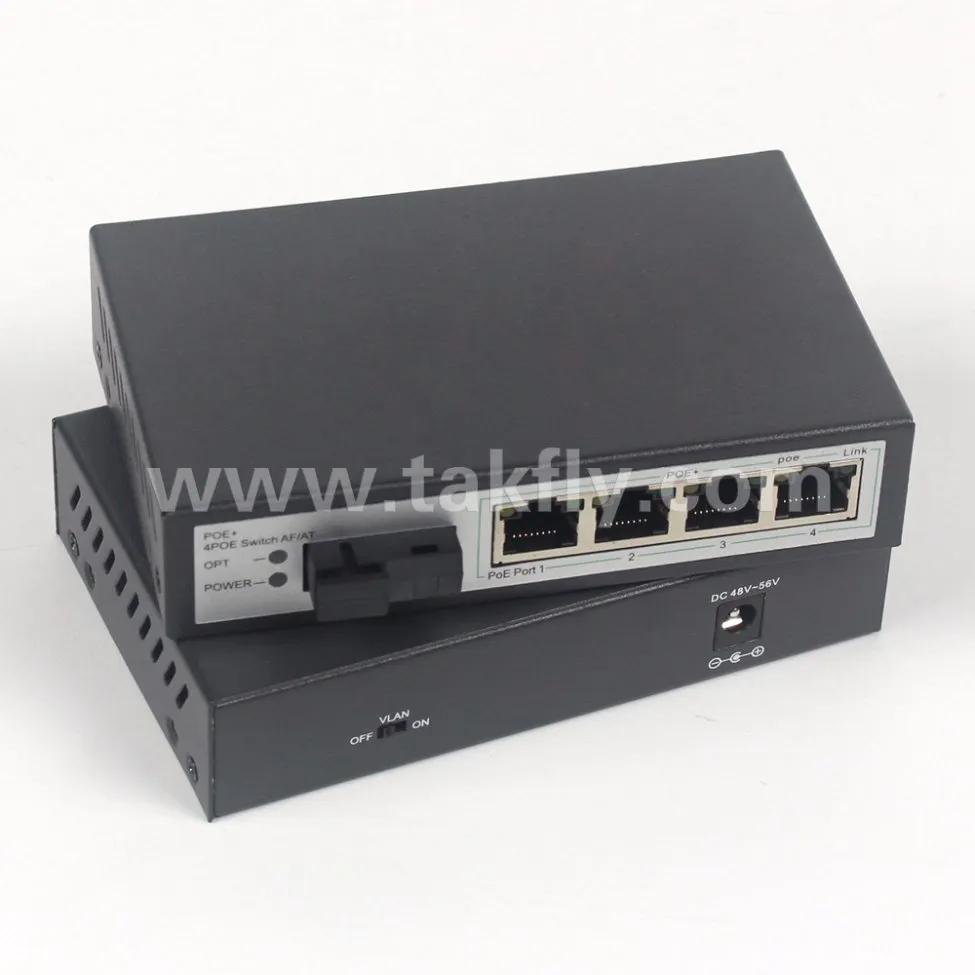 4 Port High Power 100M Fast Poe Network Switch 60W