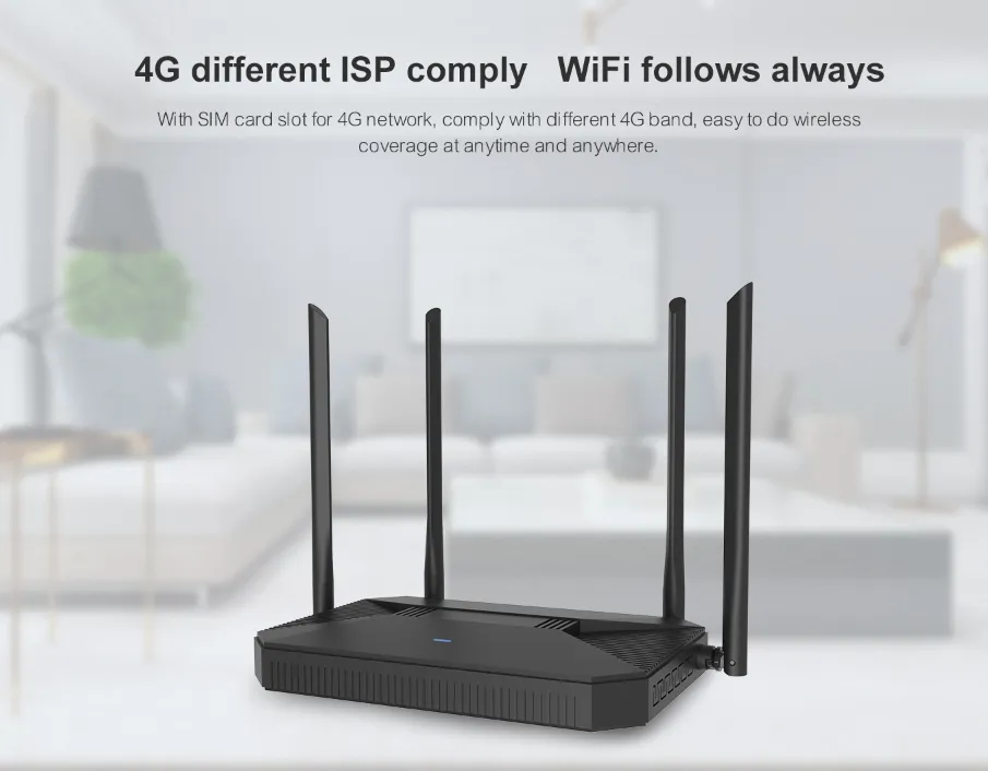 4G LTE Wireless Router with SIM Card Slot, Full 4G FDD Tdd Bands Support