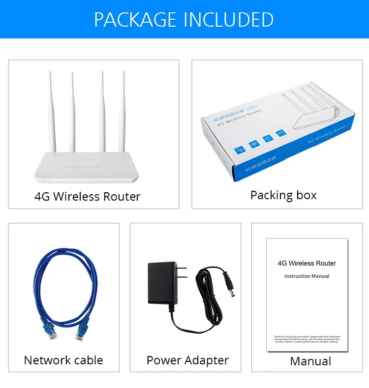 4G SIM Card LTE CPE Wireless Router with 4 Antenna 300Mbps WiFi Speed