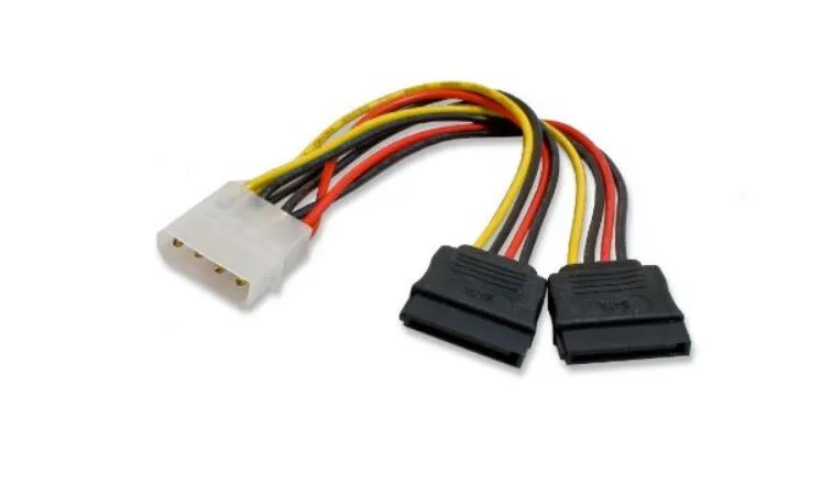 4pin IDE Molex Male 1 to 2 SATA Female Power Supply Extension Cable IDE Power Port to Dual 15pin SATA Y Splitter