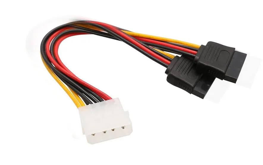 4pin IDE Molex Male 1 to 2 SATA Female Power Supply Extension Cable IDE Power Port to Dual 15pin SATA Y Splitter