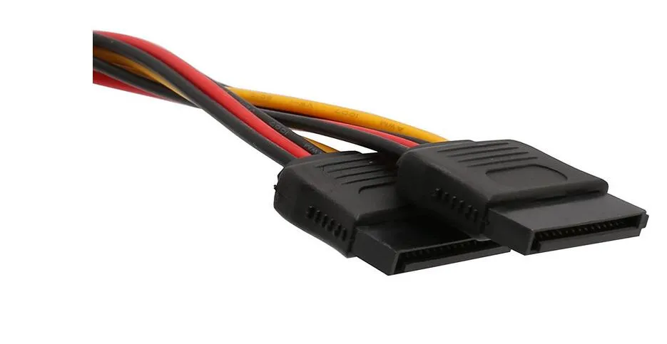 4pin IDE Molex Male 1 to 2 SATA Female Power Supply Extension Cable IDE Power Port to Dual 15pin SATA Y Splitter