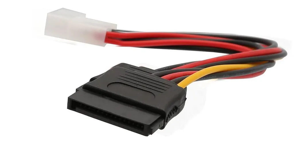 4pin IDE Molex Male 1 to 2 SATA Female Power Supply Extension Cable IDE Power Port to Dual 15pin SATA Y Splitter