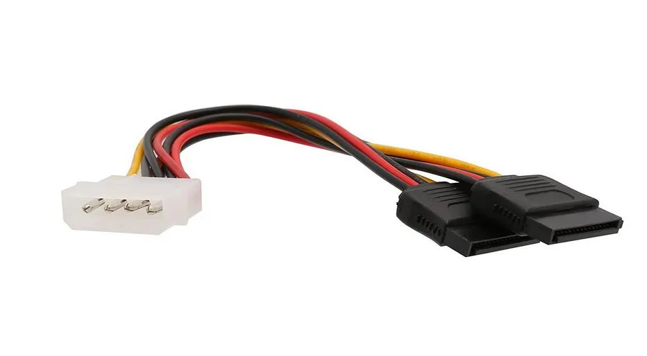 4pin IDE Molex Male 1 to 2 SATA Female Power Supply Extension Cable IDE Power Port to Dual 15pin SATA Y Splitter