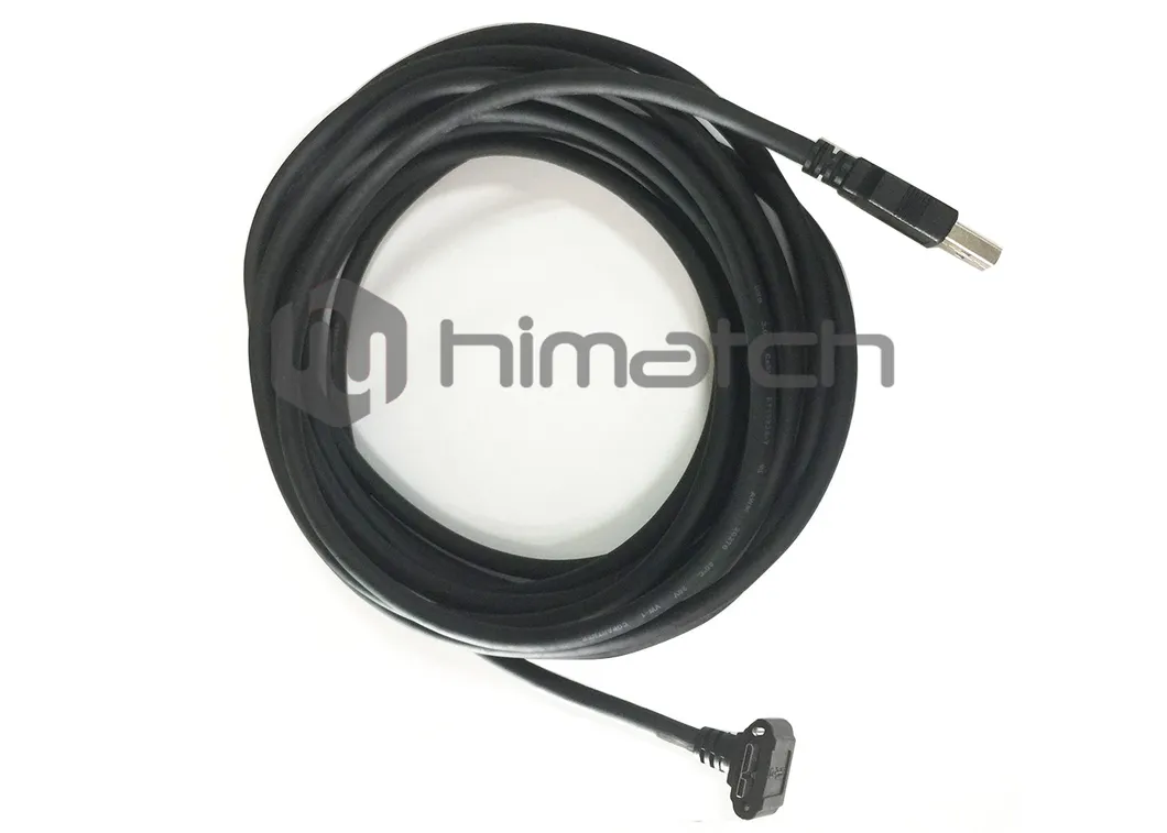 5 Meters USB3 a to Micro B Down Angeled Cable with Screws for Industrial Camera