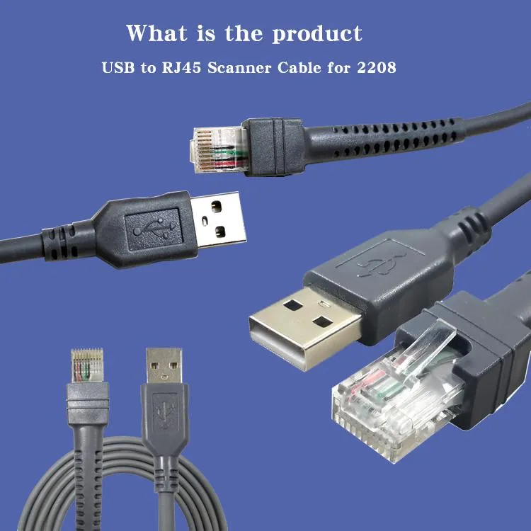 Cba-U01-S07zar USB a Male 2m Cable RJ45 10p10c for Motolora Symbol Ls2208 Ls3408 Qr Code 1d 2D Barcode Scanner Data Cable