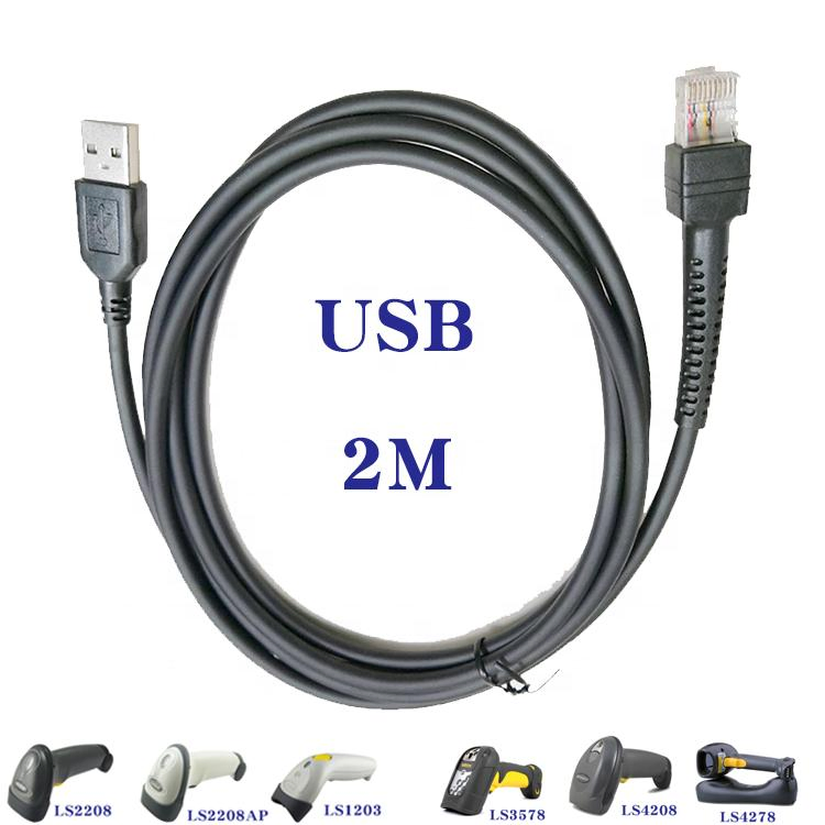 Cba-U01-S07zar USB a Male 2m Cable RJ45 10p10c for Motolora Symbol Ls2208 Ls3408 Qr Code 1d 2D Barcode Scanner Data Cable