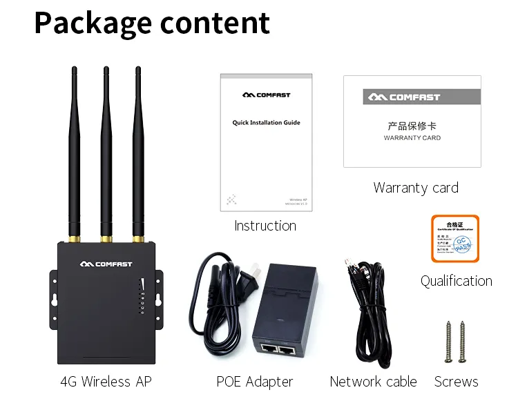 CF-E7 Outdoor 4G LTE Router High Power 300Mbps Wireless Router 4G SIM Card WiFi Router for IP Camera