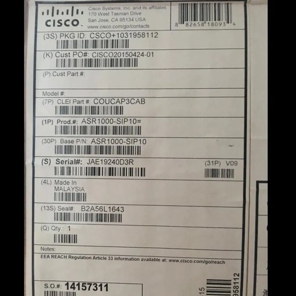 Cisco Asr1000-Esp40 Cisco Asr1000 Embedded Services Processor, 40g Netwoek Switch Router