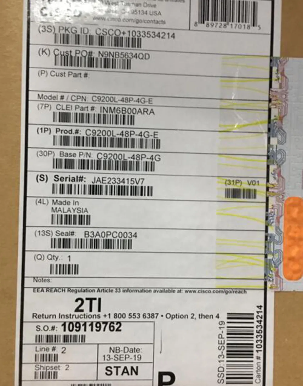 Cisco C9200-48p-a Catalyst 9200 48-Port Poe+, Network Advantage Switch