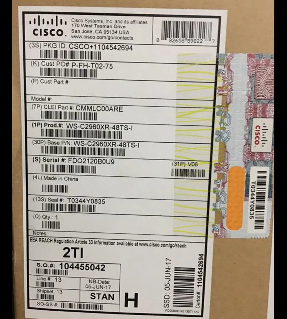 Cisco Ws -C2960X-48fps-L Catalyst 2960-X 48 Gige Poe 740W, 4 X 1g SFP, LAN Base Ethernet Switch