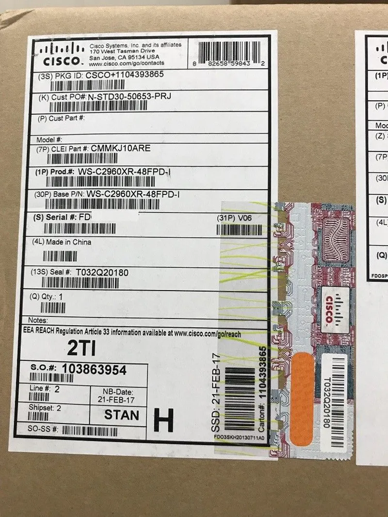 Cisco Ws-C2960X-48td-L Catalyst 2960-X 48 Gige, 2 X 10g SFP+, LAN Base Ethernet Switch