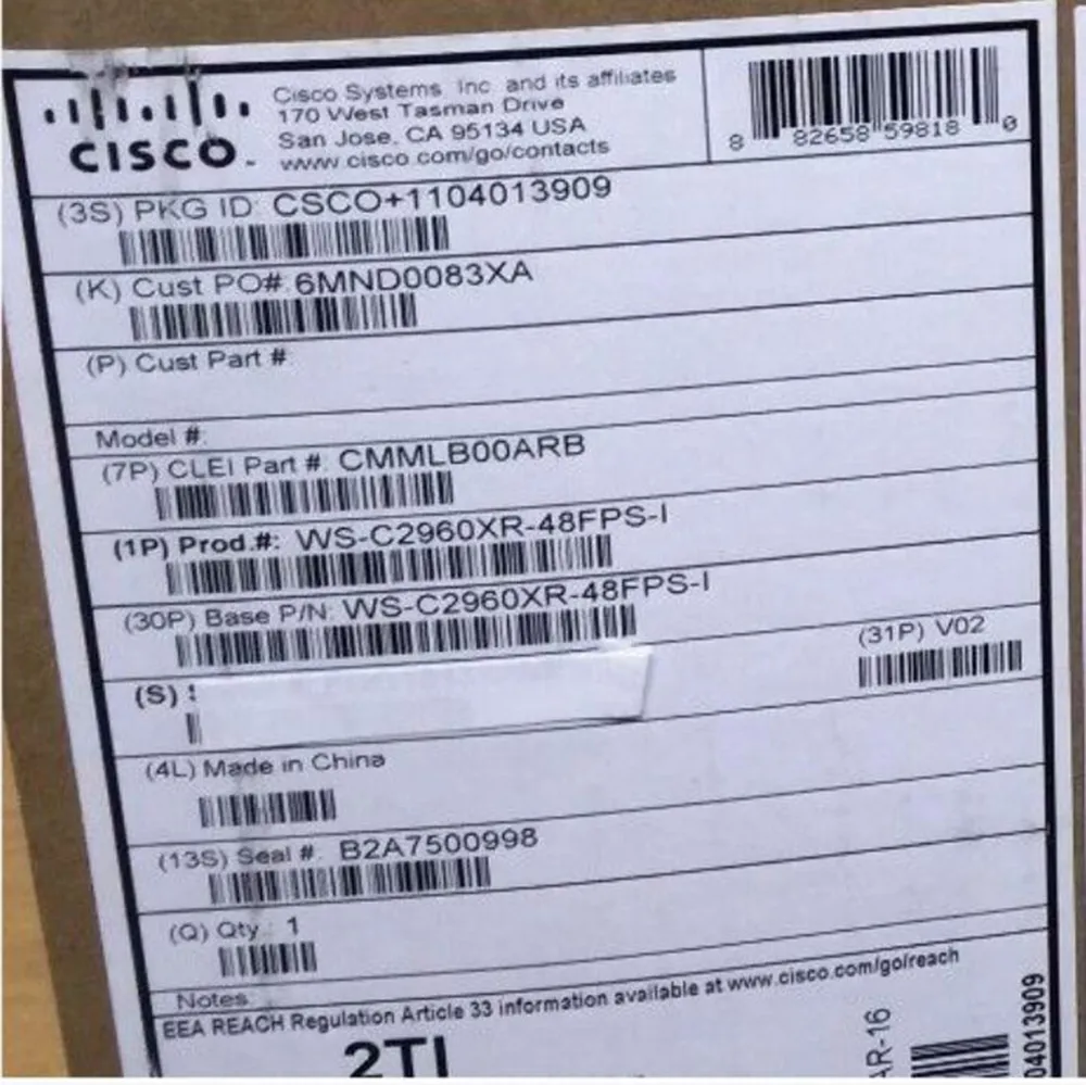 Cisco Ws -C2960xr-48ts-I Catalyst 2960-Xr 48 Gige, 4 X 1g SFP, IP Lite Ethernet Switch