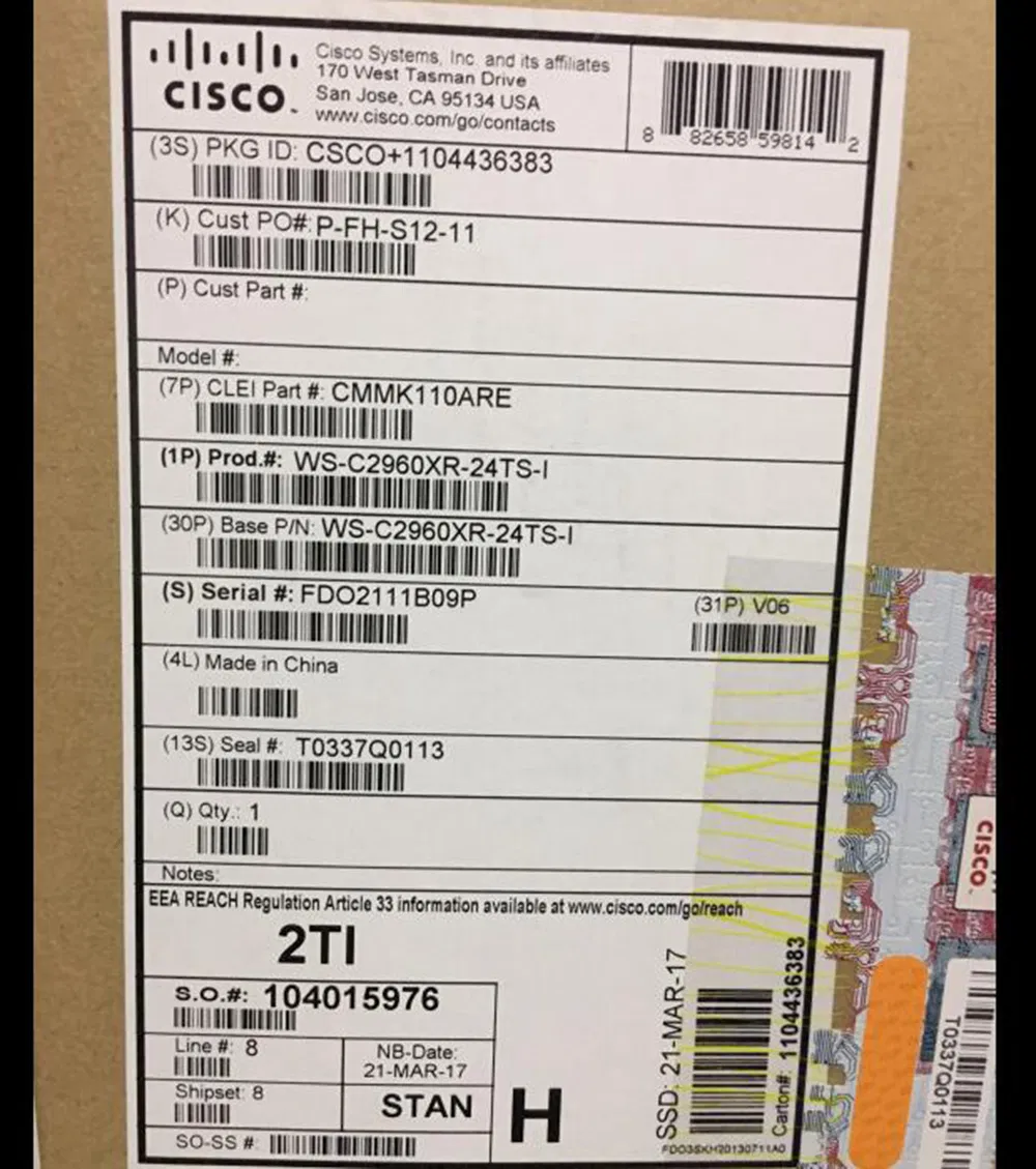Cisco Ws-C2960xr-48ts-I Catalyst 2960-Xr 48 Gige, 4 X 1g SFP, IP Lite Ethernet Switch