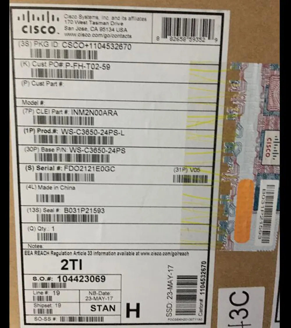 Cisco Ws-C3650-24PS-L Cisco Catalyst 3650 24 Port Poe 4X1g Uplink LAN Base Ethernet Switch