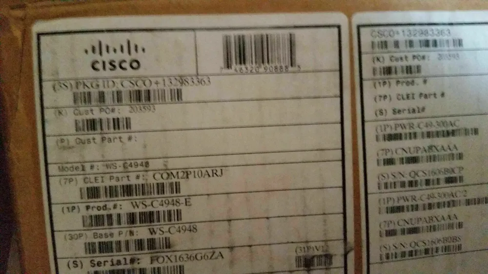 Cisco Ws-C4948 E Catalyst 4948e. Opt Sw. 48-Port 10/100/1000+ 4 SFP+. No P/S Ethernet Switch