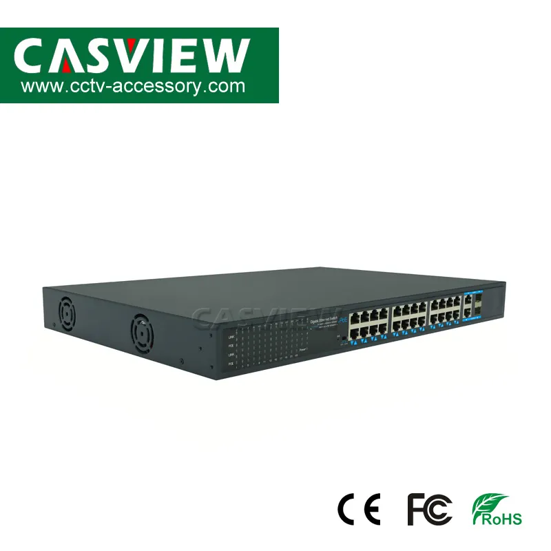 CPE-G4124be 28 Ports 10/100/1000Mbps Poe Switch; 24*10/100/1000Mbps Poe Ports; 2*10/100/1000Mbps Uplink Port; 2*10/100/1000Mbps SFP Port; Built in 52V 8.7A 450W