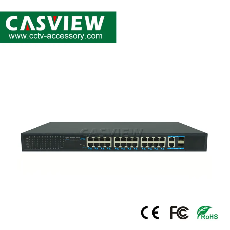 CPE-G4124be 28 Ports 10/100/1000Mbps Poe Switch; 24*10/100/1000Mbps Poe Ports; 2*10/100/1000Mbps Uplink Port; 2*10/100/1000Mbps SFP Port; Built in 52V 8.7A 450W