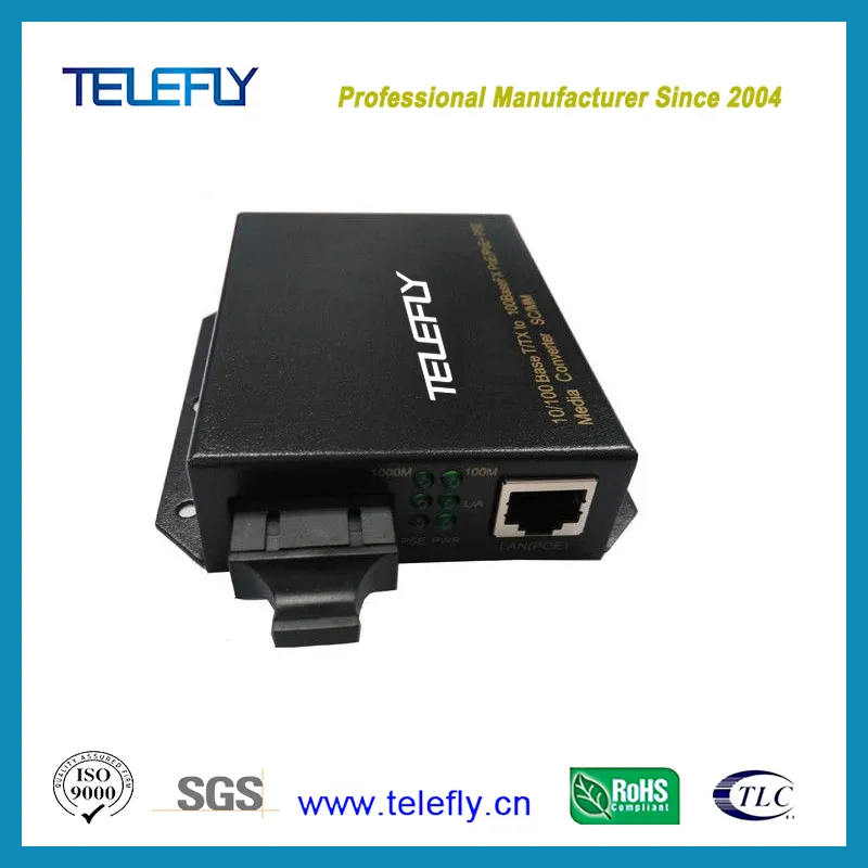 Dual Fiber Poe Media Converter, RJ45 Ethernet to Fiber Optic Media Switch