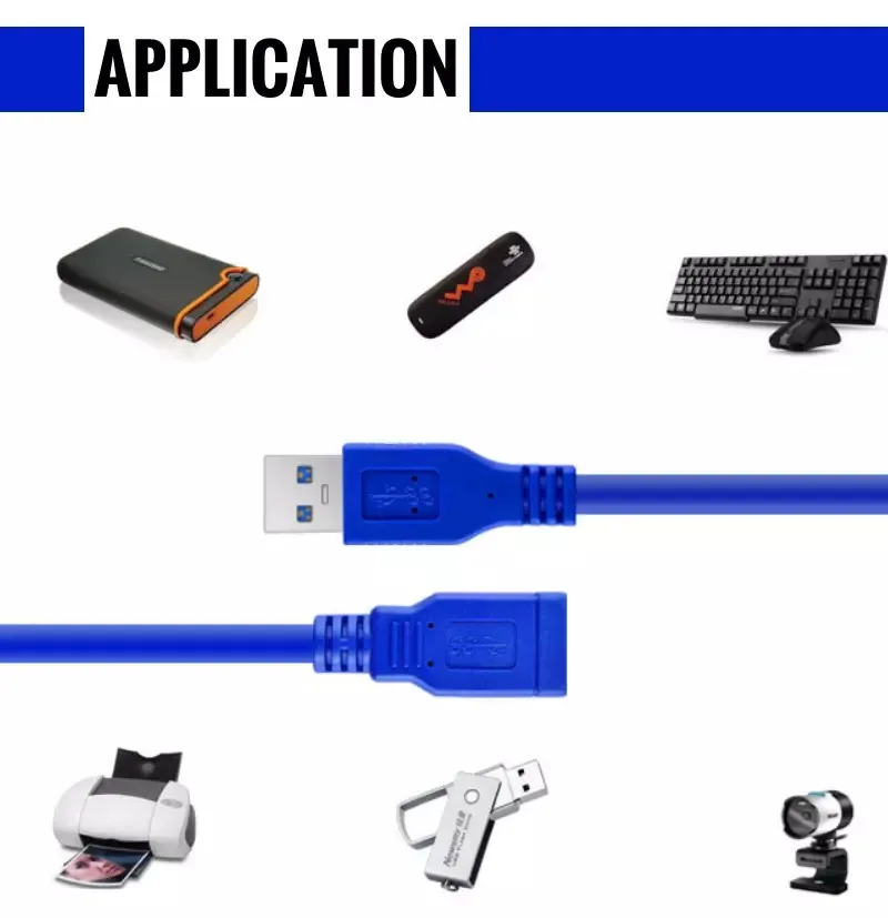 High Speed USB 3.0 Am to Af Extention Cable for Data Transfer and Charging 5gbps