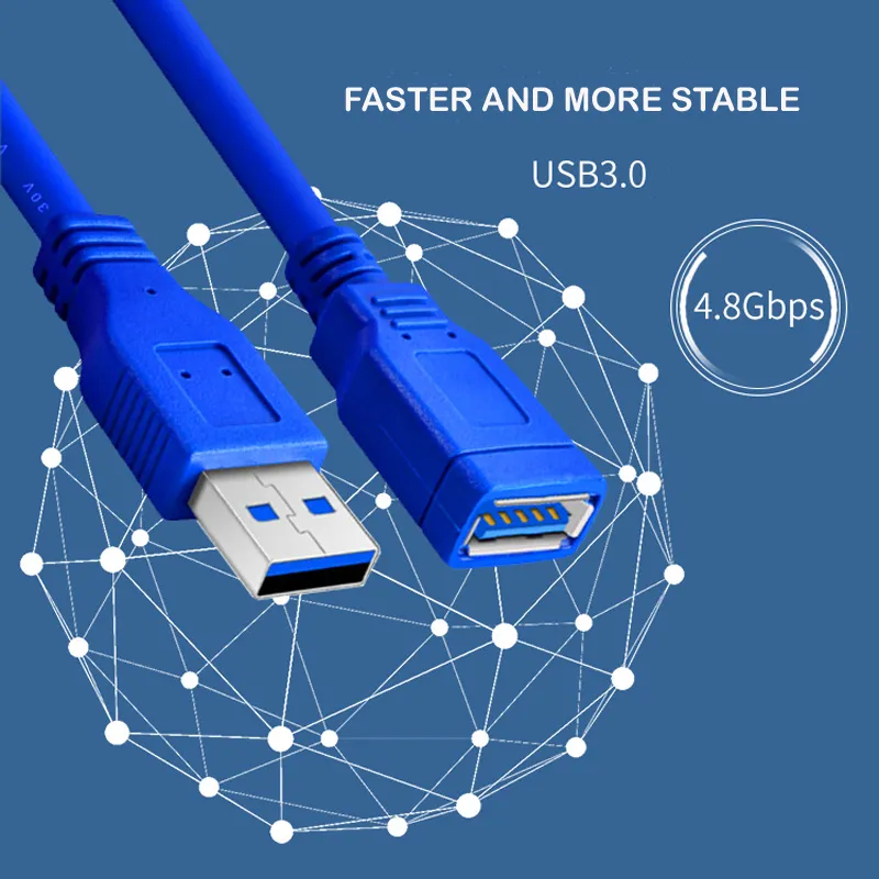 High Speed USB 3.0 Am to Af Extention Cable for Data Transfer and Charging 5gbps