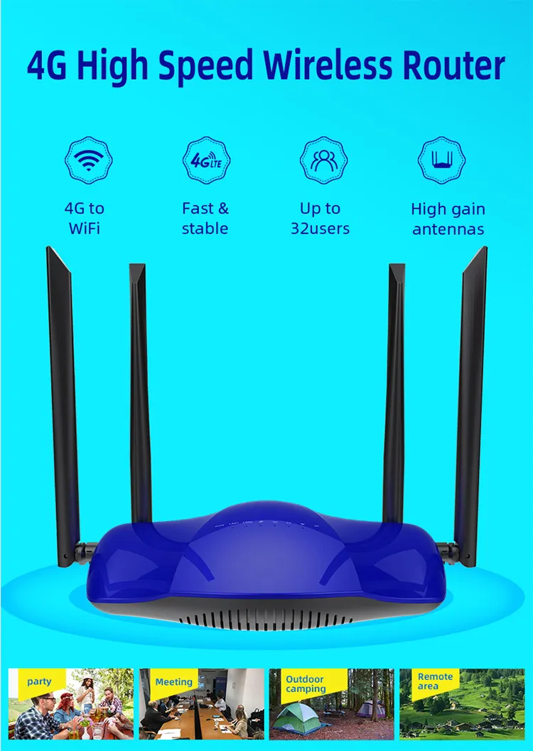 Hottest Enterprise 4 Ethernet LAN Port Openwrt Industrial Wireless WiFi Router with 3G 4G SIM Card Slot