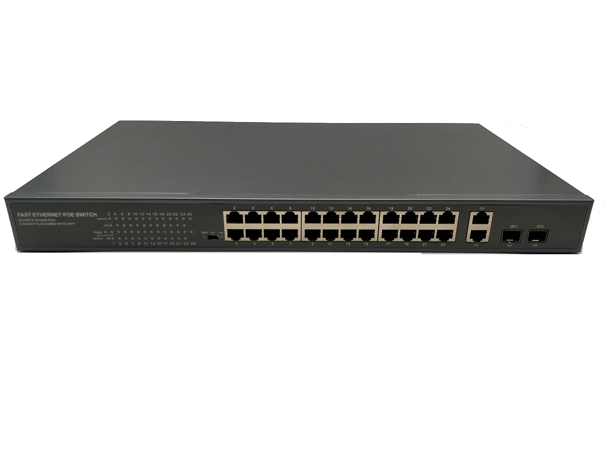 Huawei Style 24 Port Poe +2 Giga +2 SFP Combo Port 300W High Power Over Fast Ethernet Switch 100Mbps