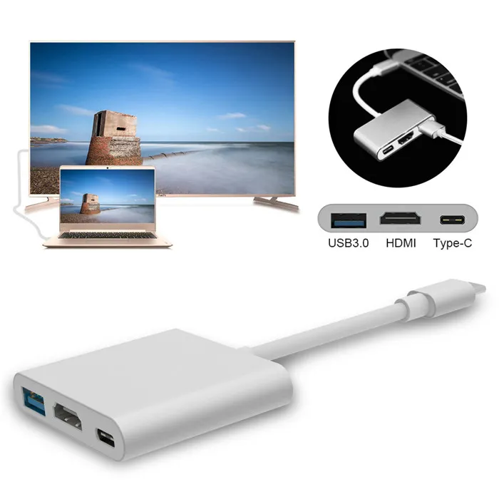 Hub Adapter Connector USB3.1 Type C to 3 Ports USB3.0 Female +1*USB3.1 Type-C Female +HD Female
