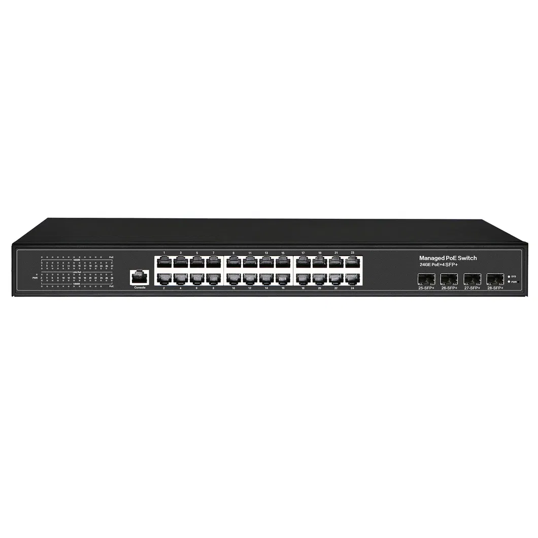 L3 Managed 24 Ports Poe Switch with 4*10g SFP+ Optical Fiber Ports