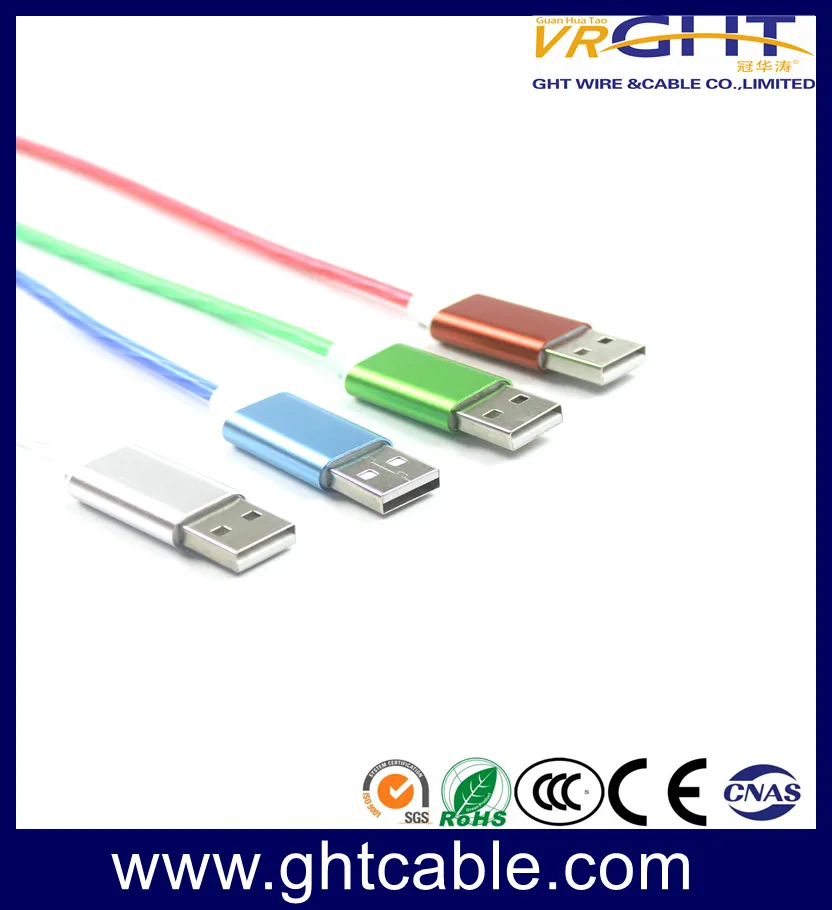 LED USB 3 in 1 Cable EL Flowing Charging Lighted up Glowing