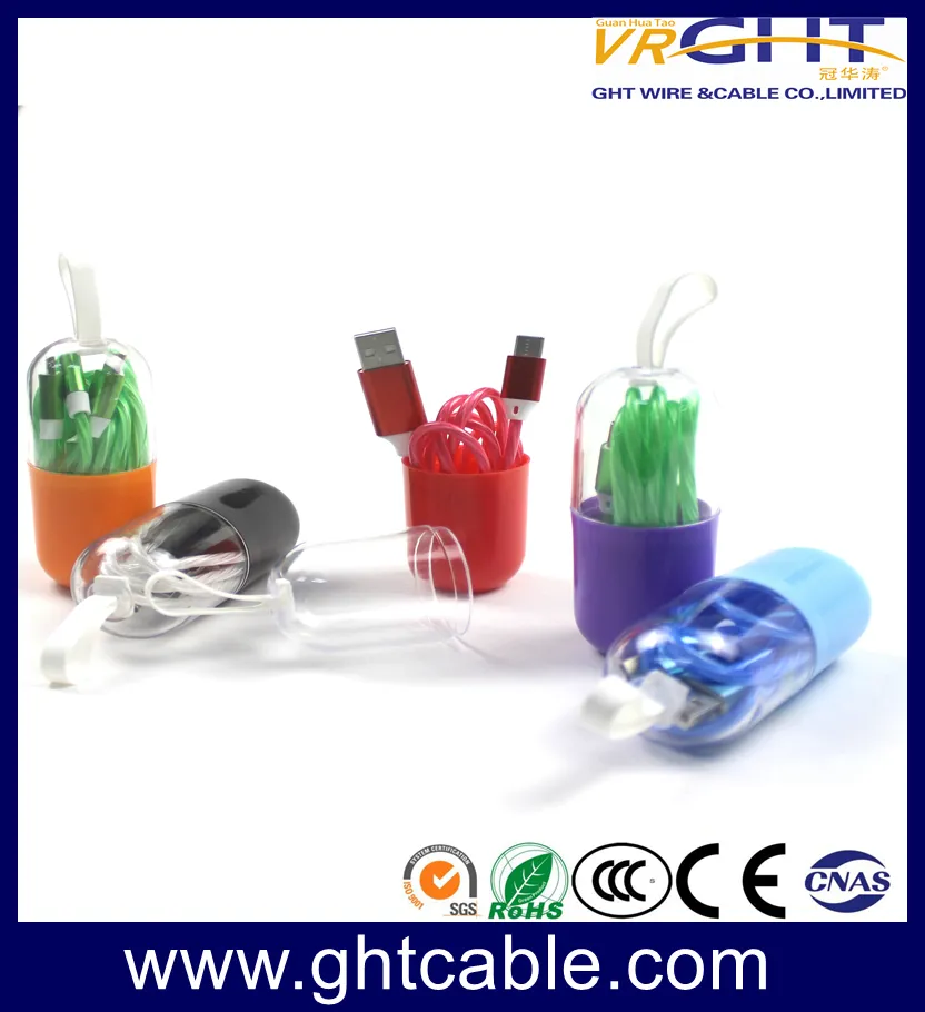 LED USB 3 in 1 Cable EL Flowing Charging Lighted up Glowing