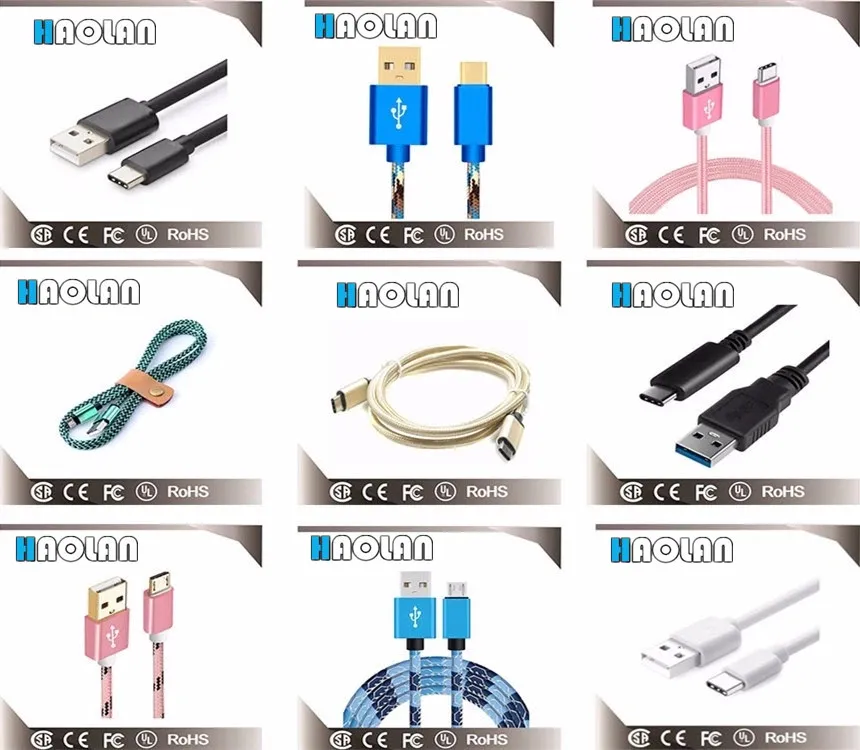 Super Quick Charge USB Lightning Cable, Micro USB and Type C
