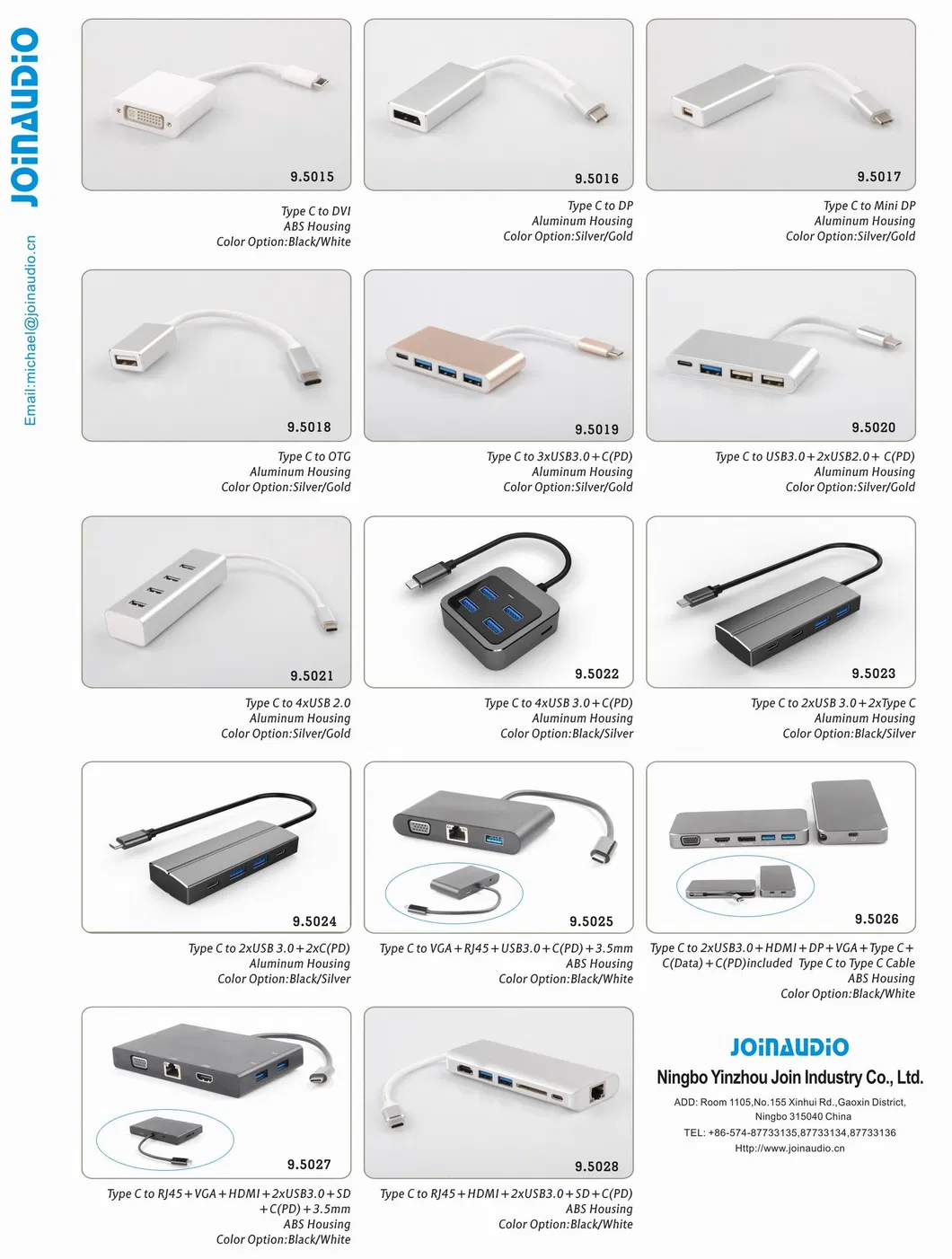 Type C to 3 Port Hub USB 3.0 Pd Charging Adapter (9.5020)