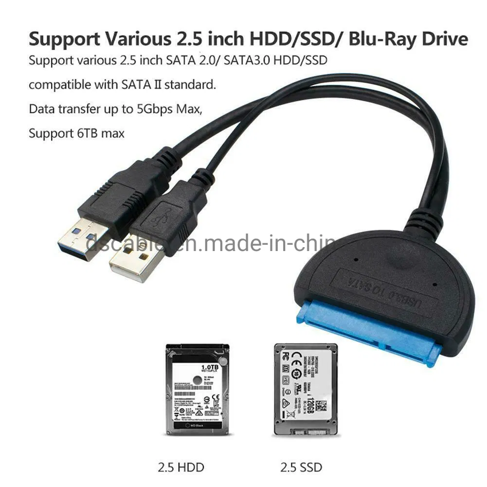 USB 3.0 to SATA Converter Adapter Cable for 2.5′ HDD SSD Laptop with USB Power Cable