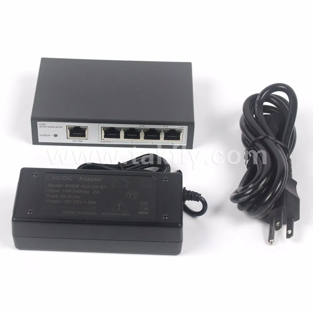 Vlan CCTV 100m 4 Port High Power Poe Optical Switch