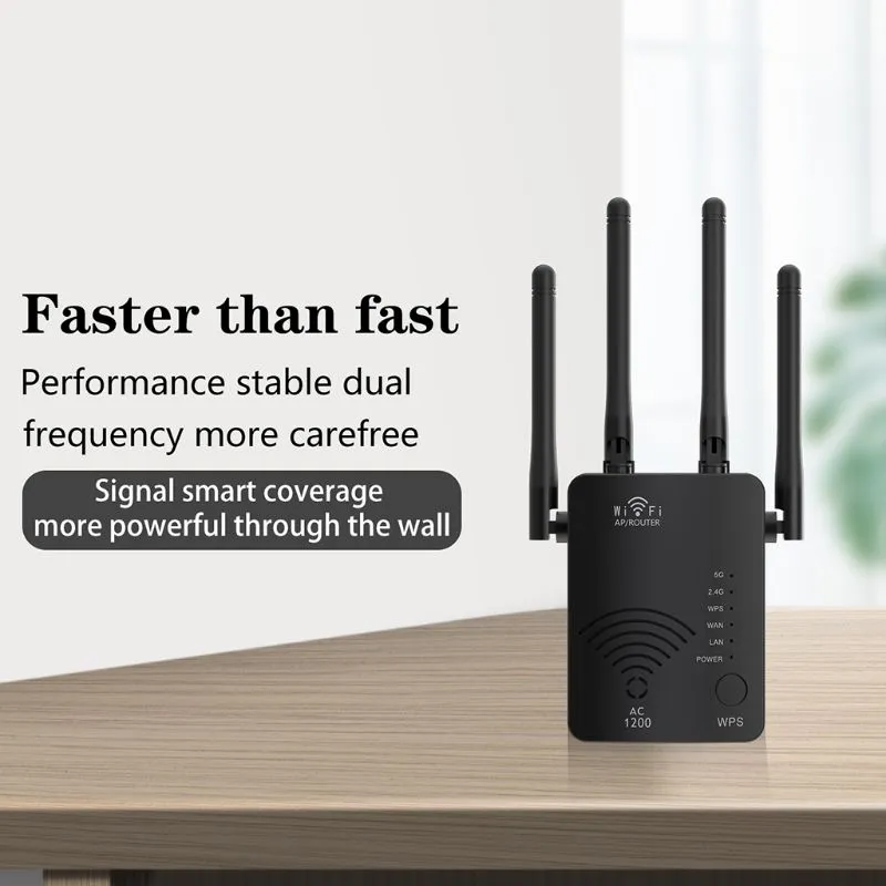 Wireless WiFi Signal Booster 1200Mbps Wi-Fi Range Extender with Ethernet Port Router WiFi Repeater 2.4G and 5g Dual Band Interne