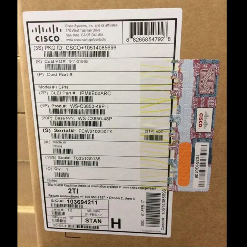 Ws-C3850-12X48u-S Cisco Catalyst 3850 48 Port (12 mGig+36 Gig) Upoe IP Base Ethernet Switch