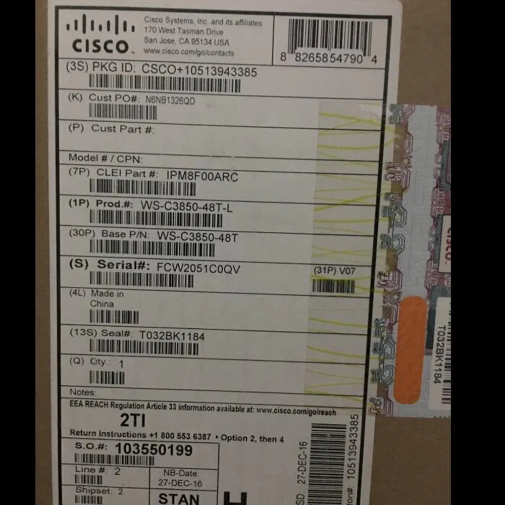 Ws-C3850-24p-L Cisco Catalyst 3850 24 Port Poe LAN Base Ethernet Switch