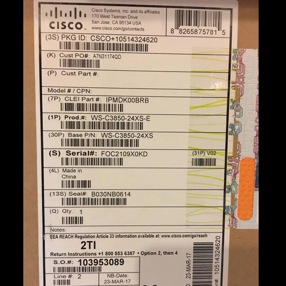 Ws-C3850-24p-L Cisco Catalyst 3850 24 Port Poe LAN Base Ethernet Switch