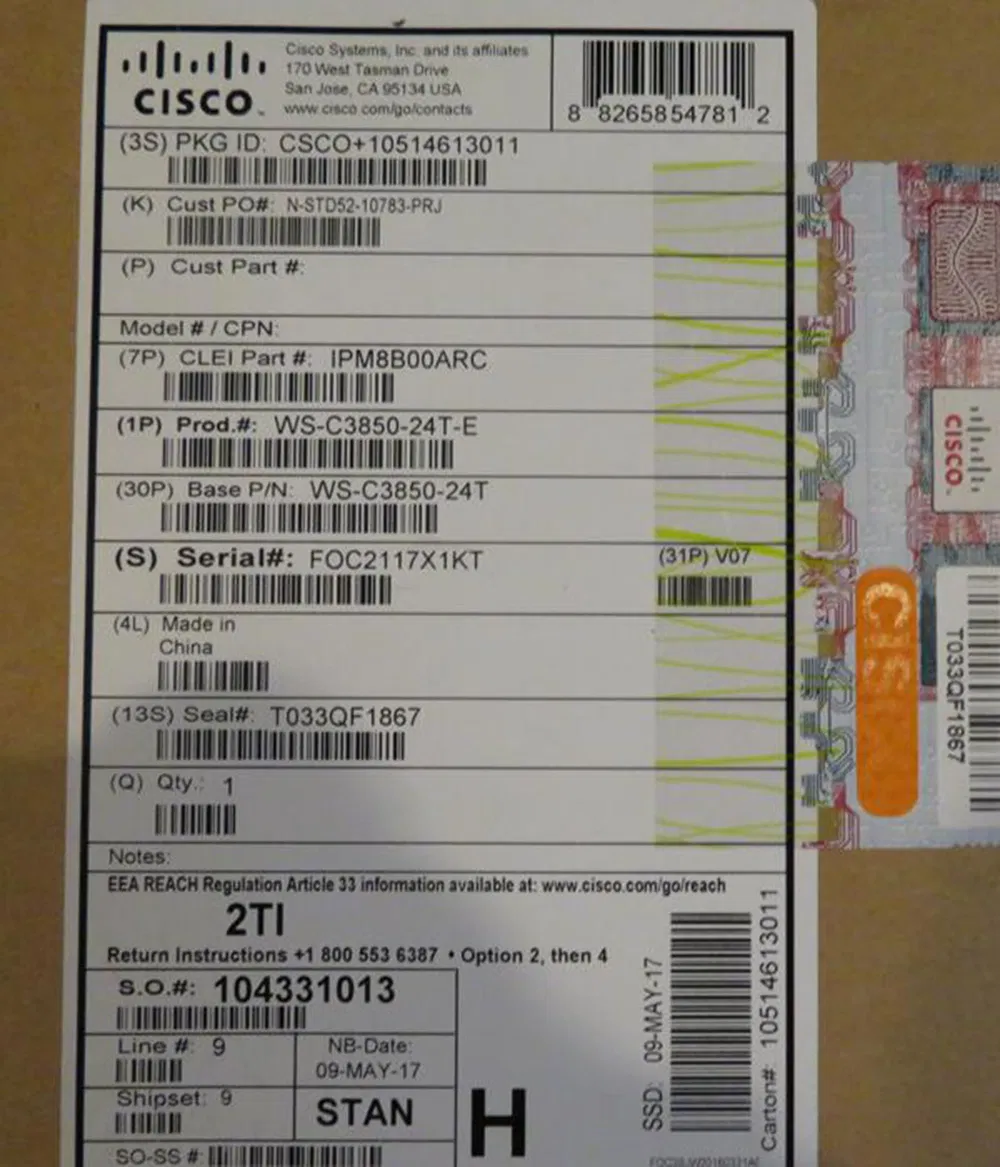 Ws-C3850-48pw-S Cisco Catalyst 3850 48 Port Upoe IP Services Ethernet Switch