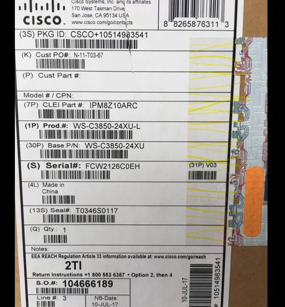 Ws-C3850-48pw-S Cisco Catalyst 3850 48 Port Upoe IP Services Ethernet Switch