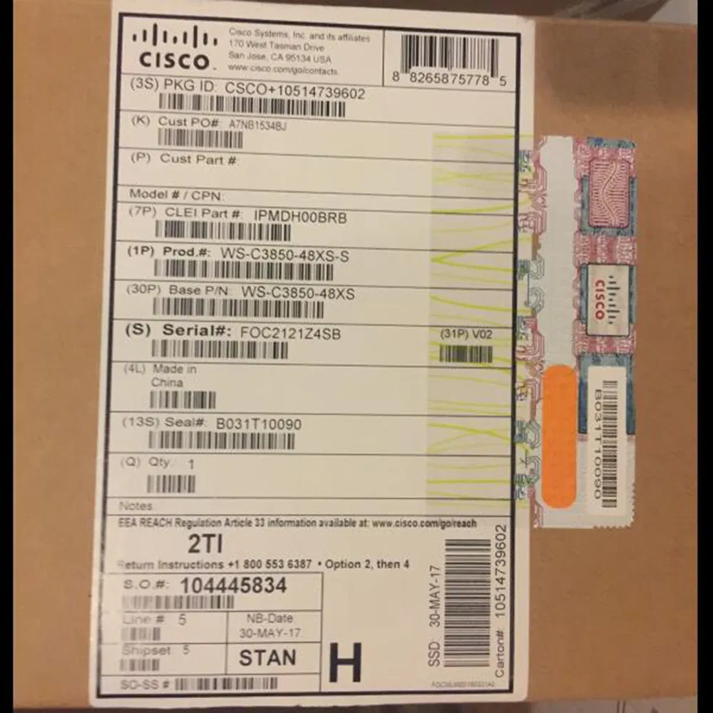 Ws-C3850-48pw-S Cisco Catalyst 3850 48 Port Upoe IP Services Ethernet Switch